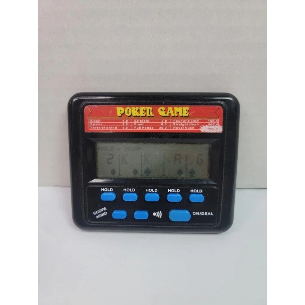 Vintage Electronic Pocket Poker Game Handheld LCD Card Game Tested Works 1999